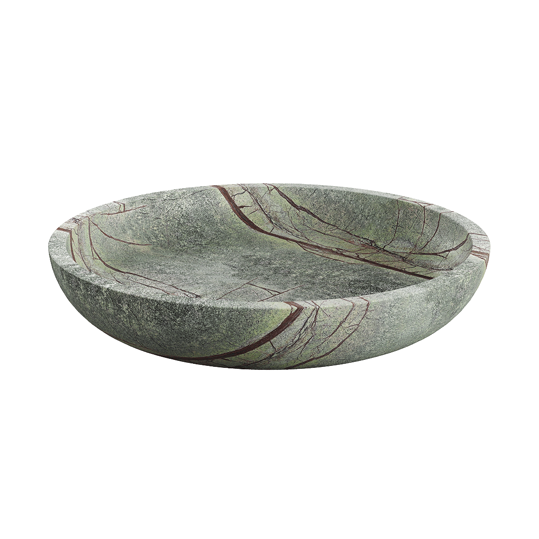 Caselle 50cm forest green marble decorative bowl