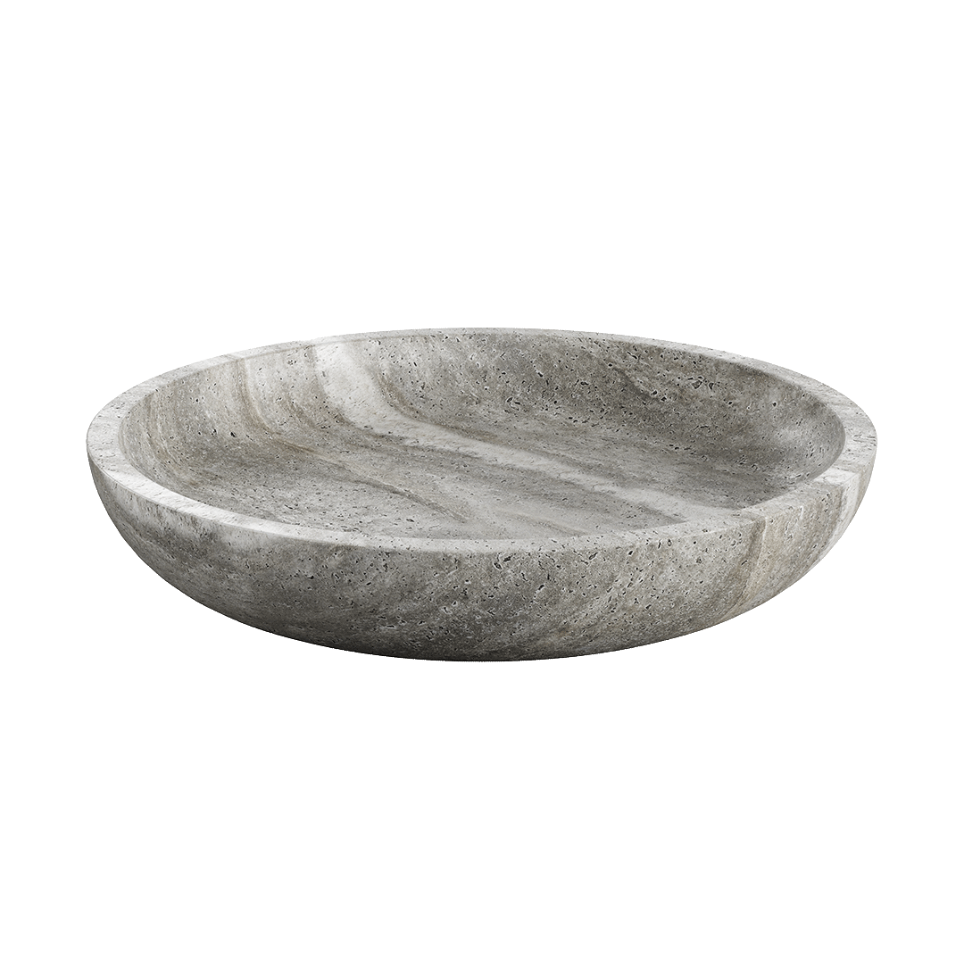Caselle 50cm grey travertine decorative bowl