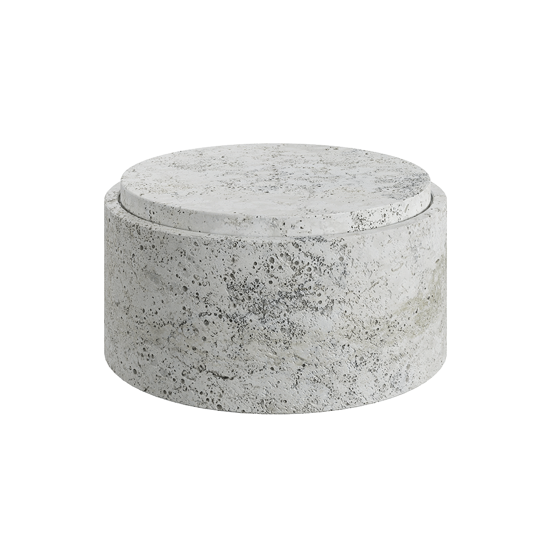 Caselle 25cm white travertine storage jar