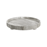 Caselle 45cm grey travertine round tray with feet