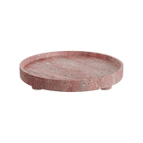 Caselle 45cm red travertine round tray with feet