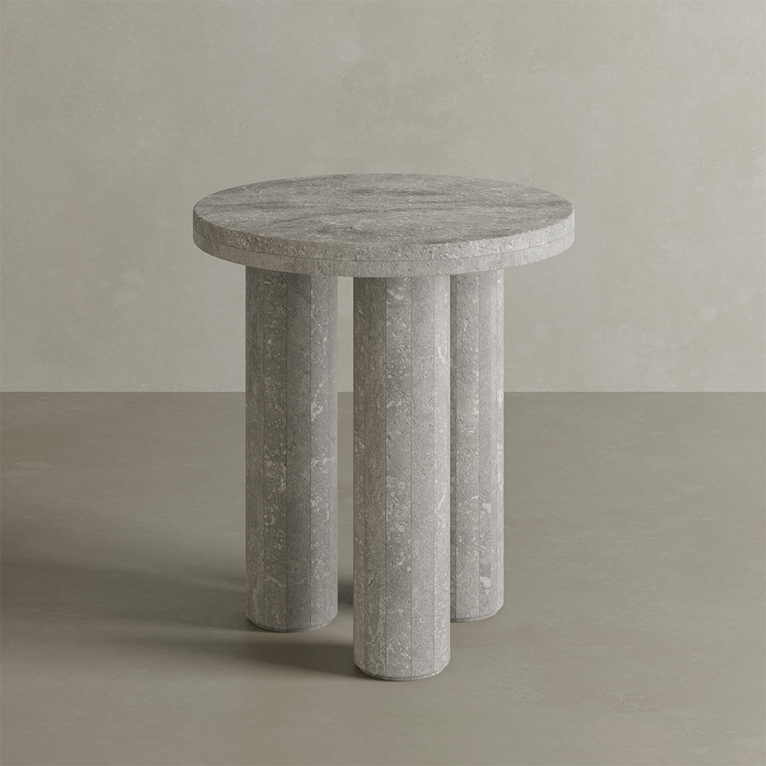 Casoli Grey Travertine Side Table 45cm