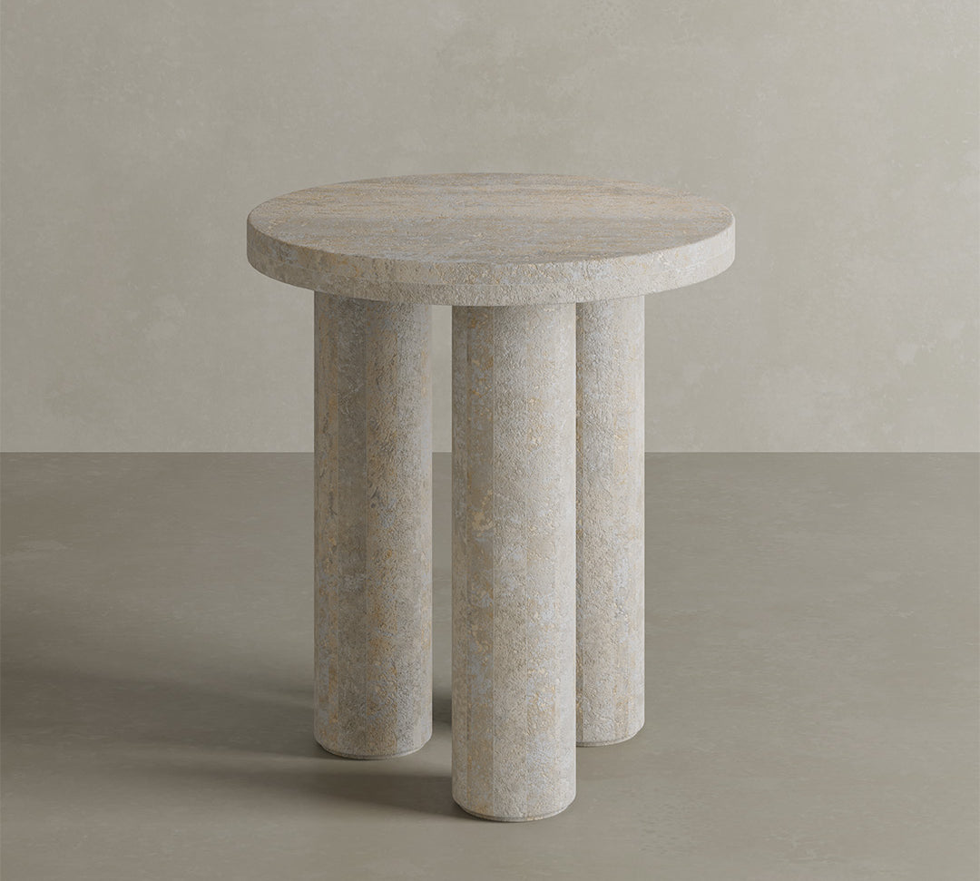 Casoli White Travertine Side table 45cm