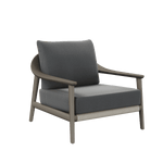 N1 Lounge Chair Dark Teak Rope Detailing Teak Wood Coal Textured Weave