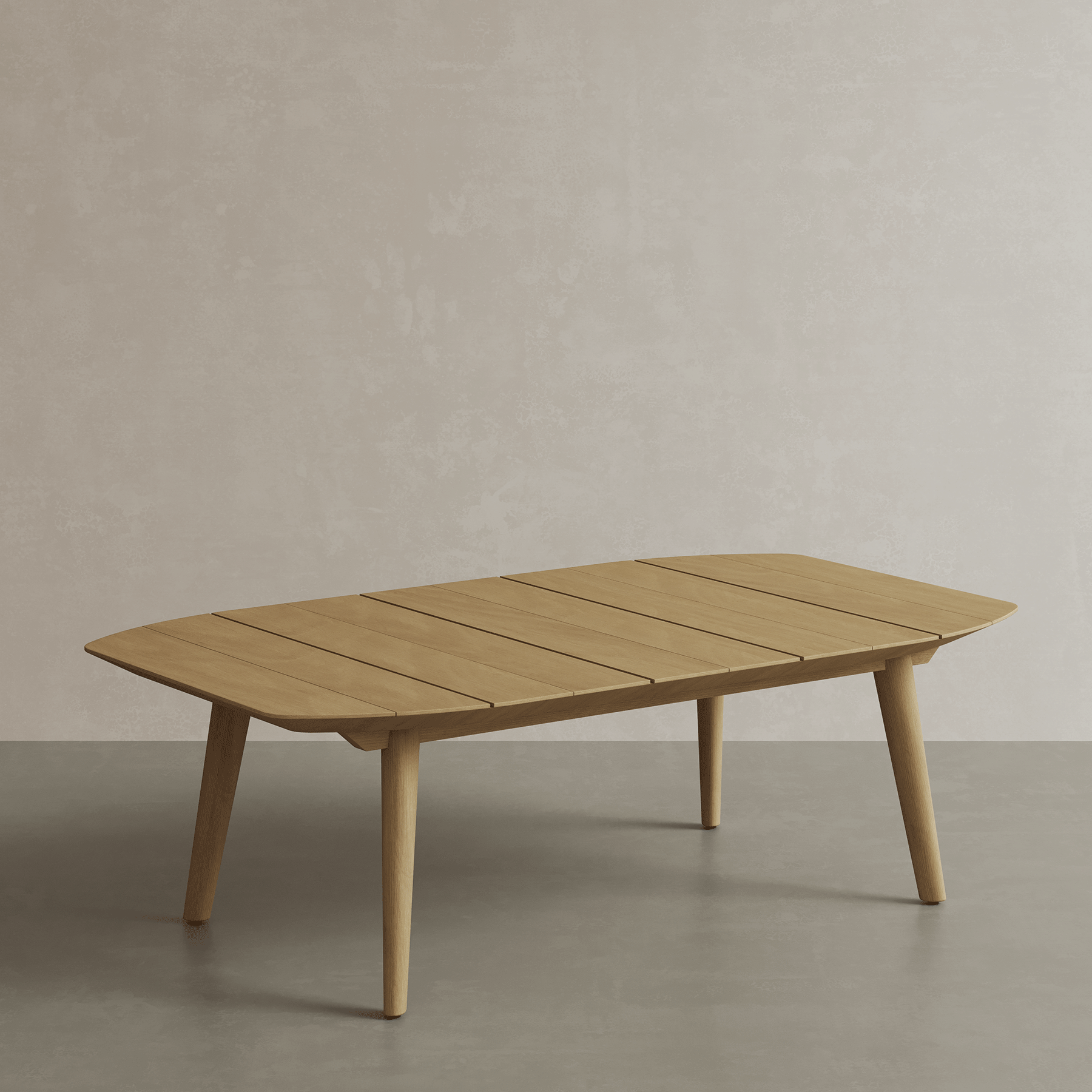 N1 Coffee Table Light Teak Oatmeal Textured Weave Teak Wood