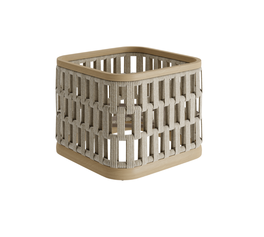 N2 medium planter light teak outdoor furniture with modern rattan rope detail product image