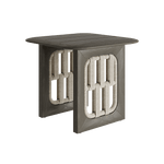 N2 side table dark teak outdoor furniture with modern rattan rope detail product image