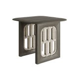 N2 side table dark teak outdoor furniture with modern rattan rope detail product image