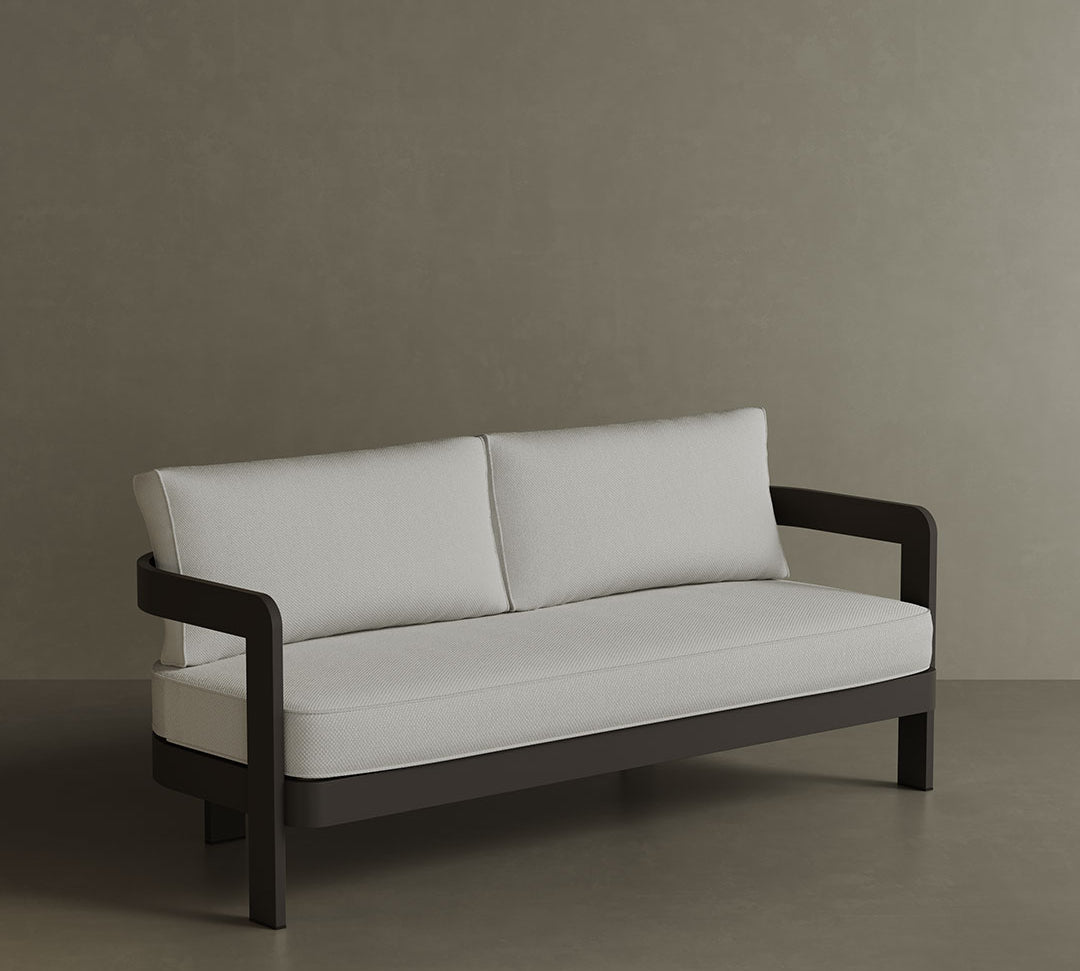 A modern N3 three-seater sofa in Cirrus Textured Weave, featuring soft, durable fabric with a subtle, sophisticated texture. The rich Kohl colour adds depth and elegance, making it a stylish addition to any contemporary space. Its clean lines and comfortable design ensure both luxury and relaxation.