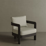 N3 Kohl Pearl Herringbone lounge chair, featuring soft, durable fabric in a refined pearl colour with a classic herringbone pattern. The chair is supported by a sleek aluminium frame, offering a stylish and comfortable design that suits both indoor and outdoor spaces.