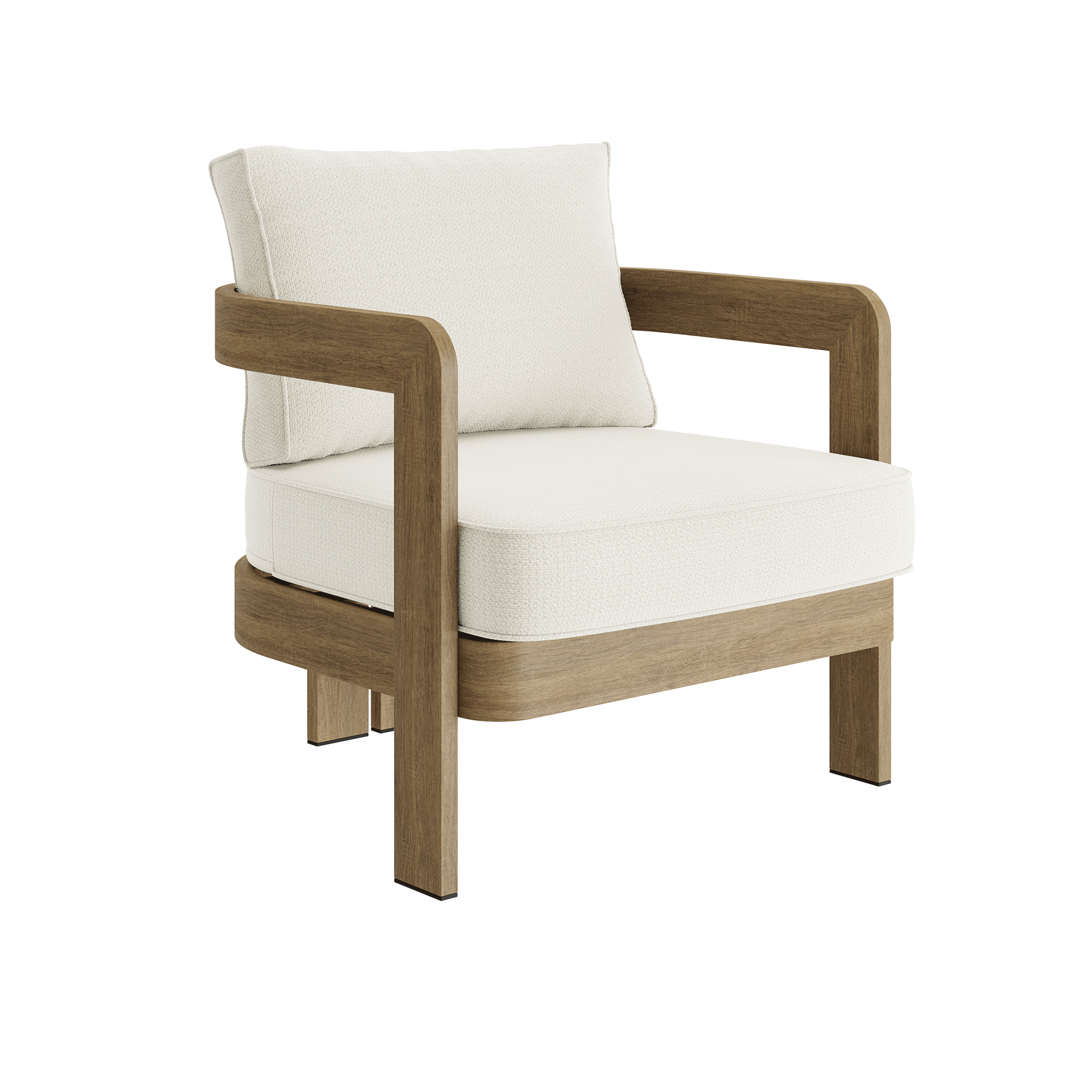 N3 Lounge Chair Oak Cirrus Textured Weave Aluminium
