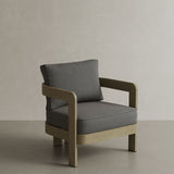 N3 Lounge Chair in Smoke Weave, featuring soft, durable fabric with a subtle woven texture in a sophisticated smoke grey colour. The chair is supported by a sleek aluminium frame, combining modern design with comfort and style, perfect for both indoor and outdoor settings.