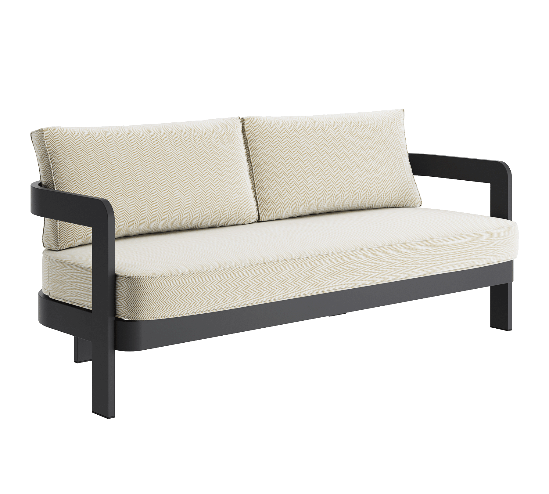 N3 Three Seater Sofa Kohl Pearl Herringbone Aluminium