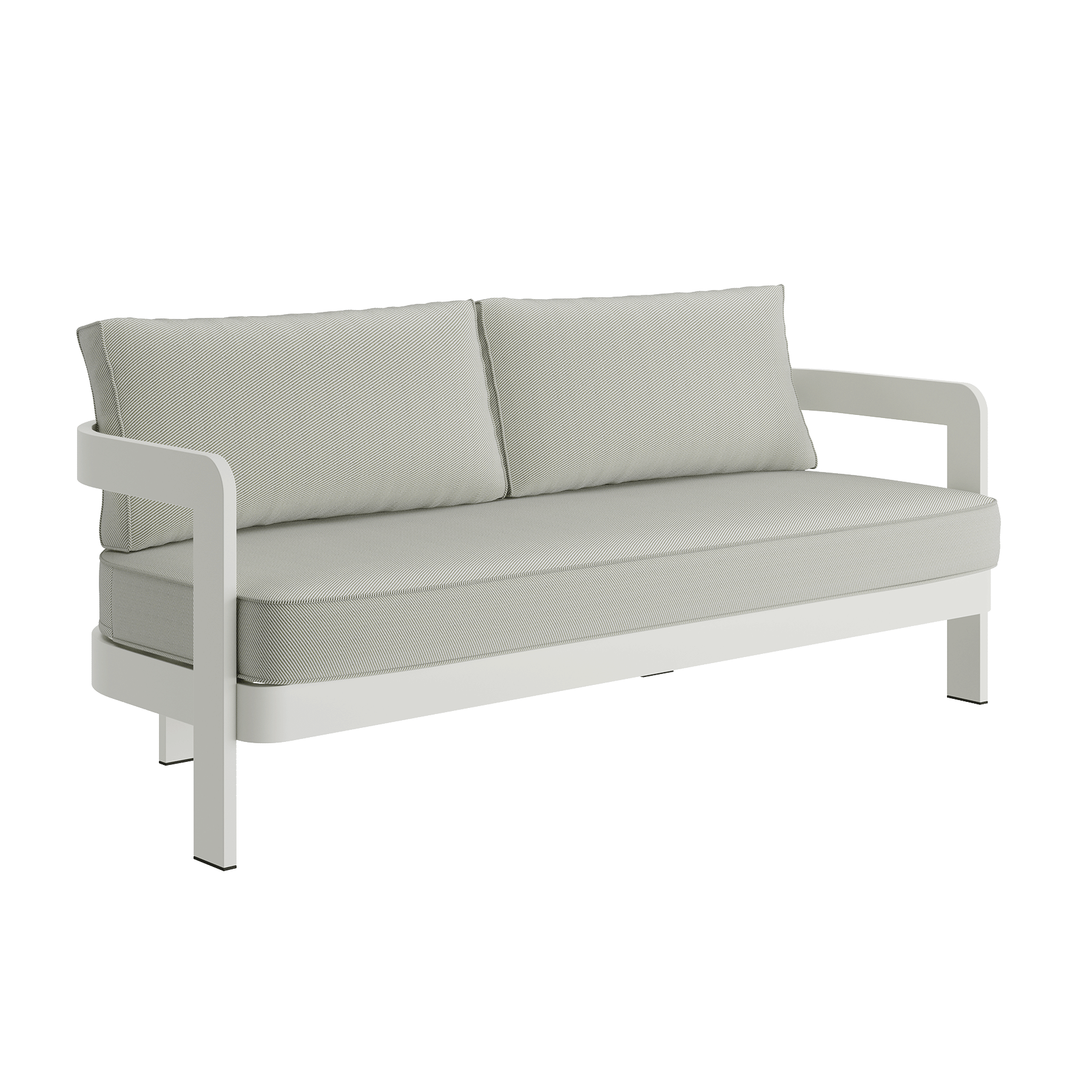 N3 Three Seater Sofa Stone Sage Twill Aluminium