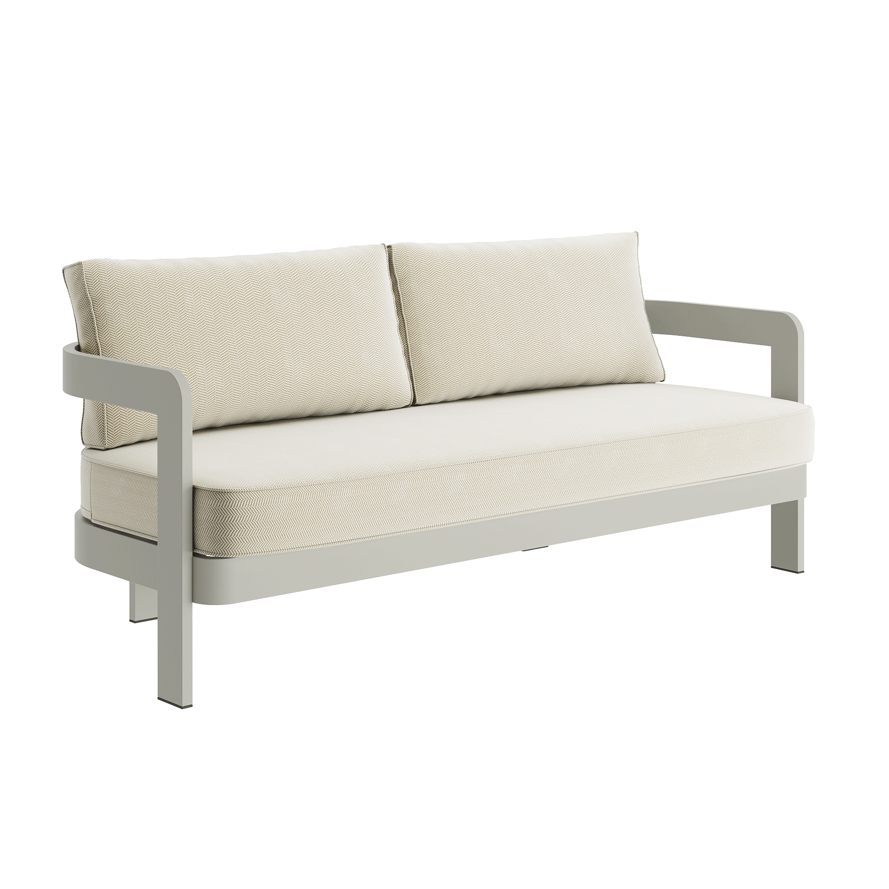 N3 Three Seater Sofa Taupe Pearl Herringbone Aluminium
