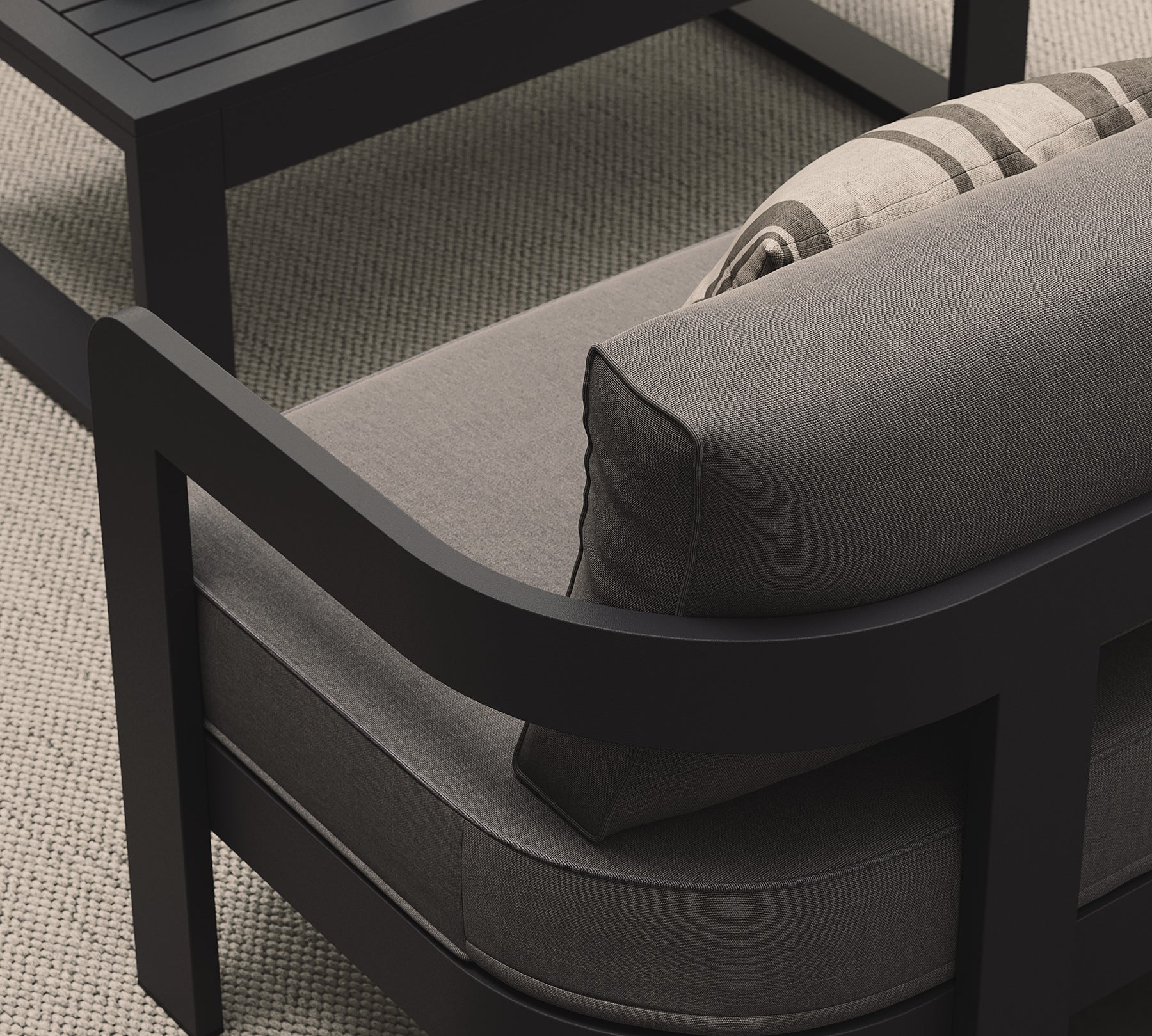 Lounge Chair Smoke Weave Kohl Coffee Table Porcelain Rug