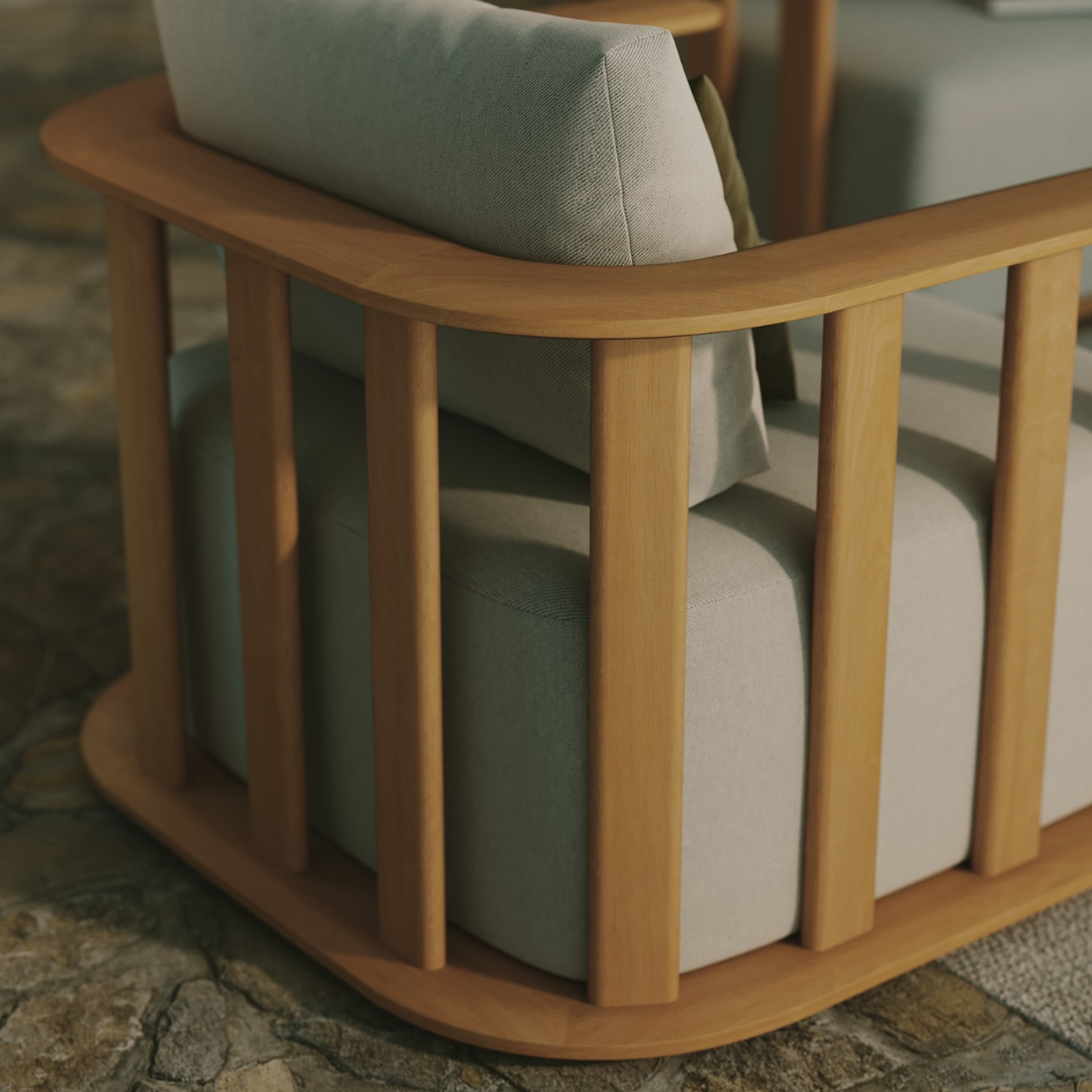 N4 lounge chair in medium teak life style image