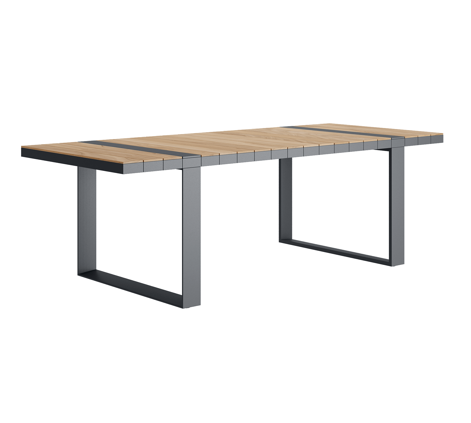 N5 dining table powder-coated aluminium frames against light teak product image