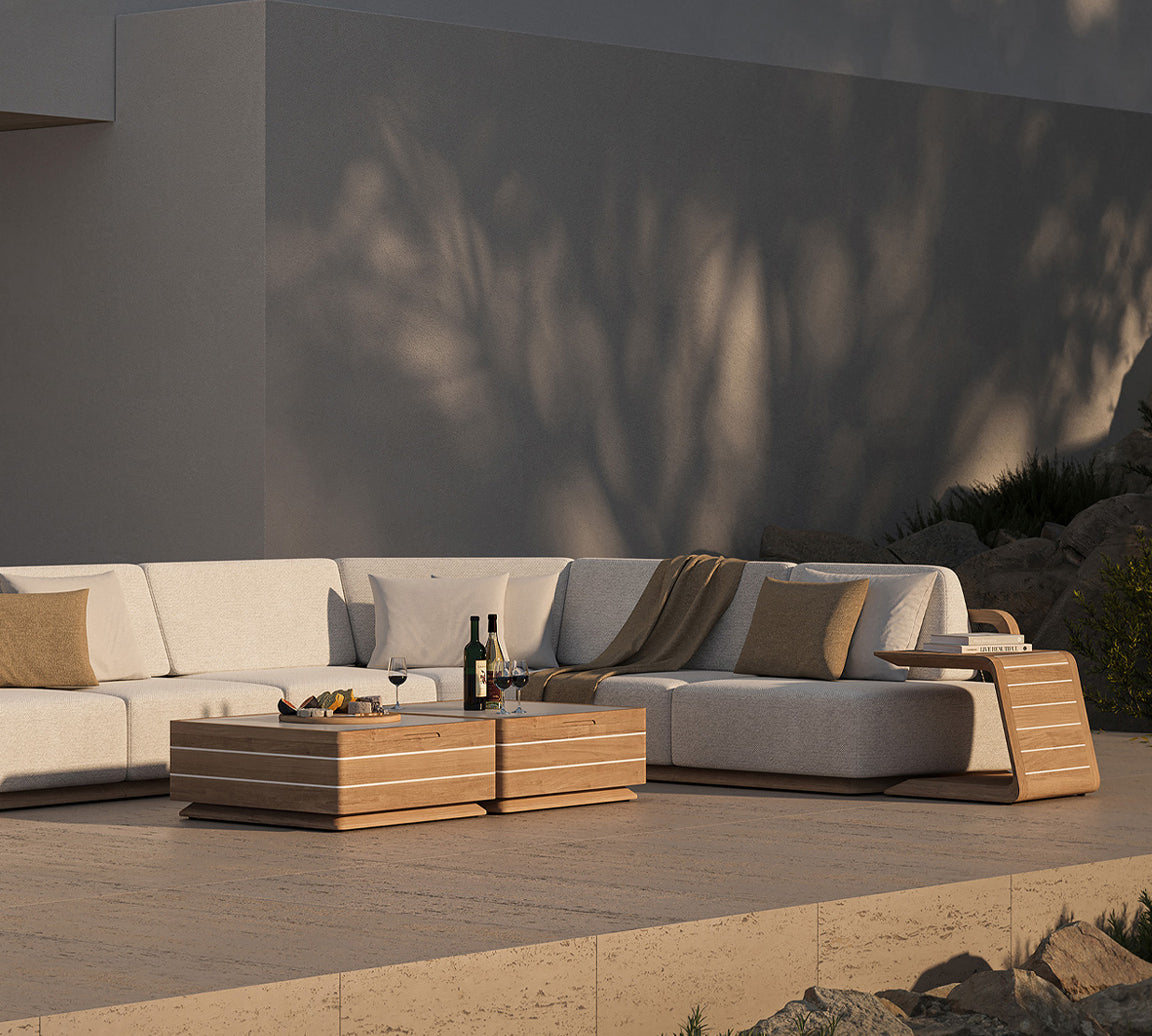N6 light corner sofa and coffee tables lifestyle image