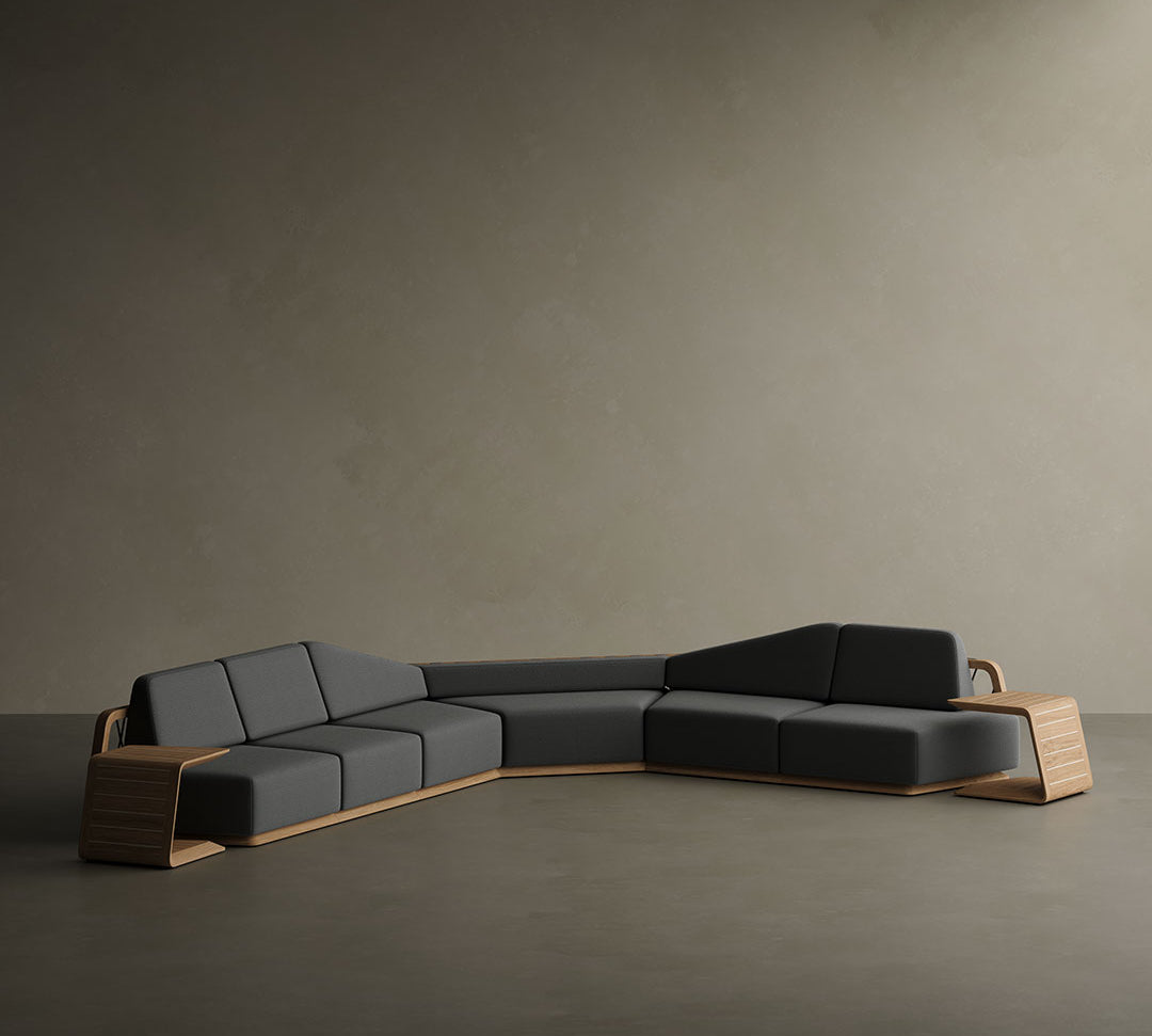 N6 outdoor teak corner sofa dark