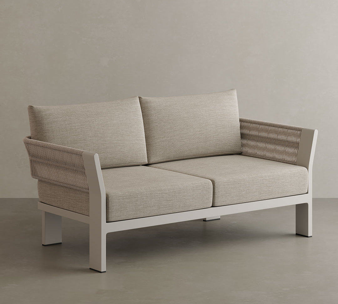 N7 teak and aluminium outdoor two seater sofa