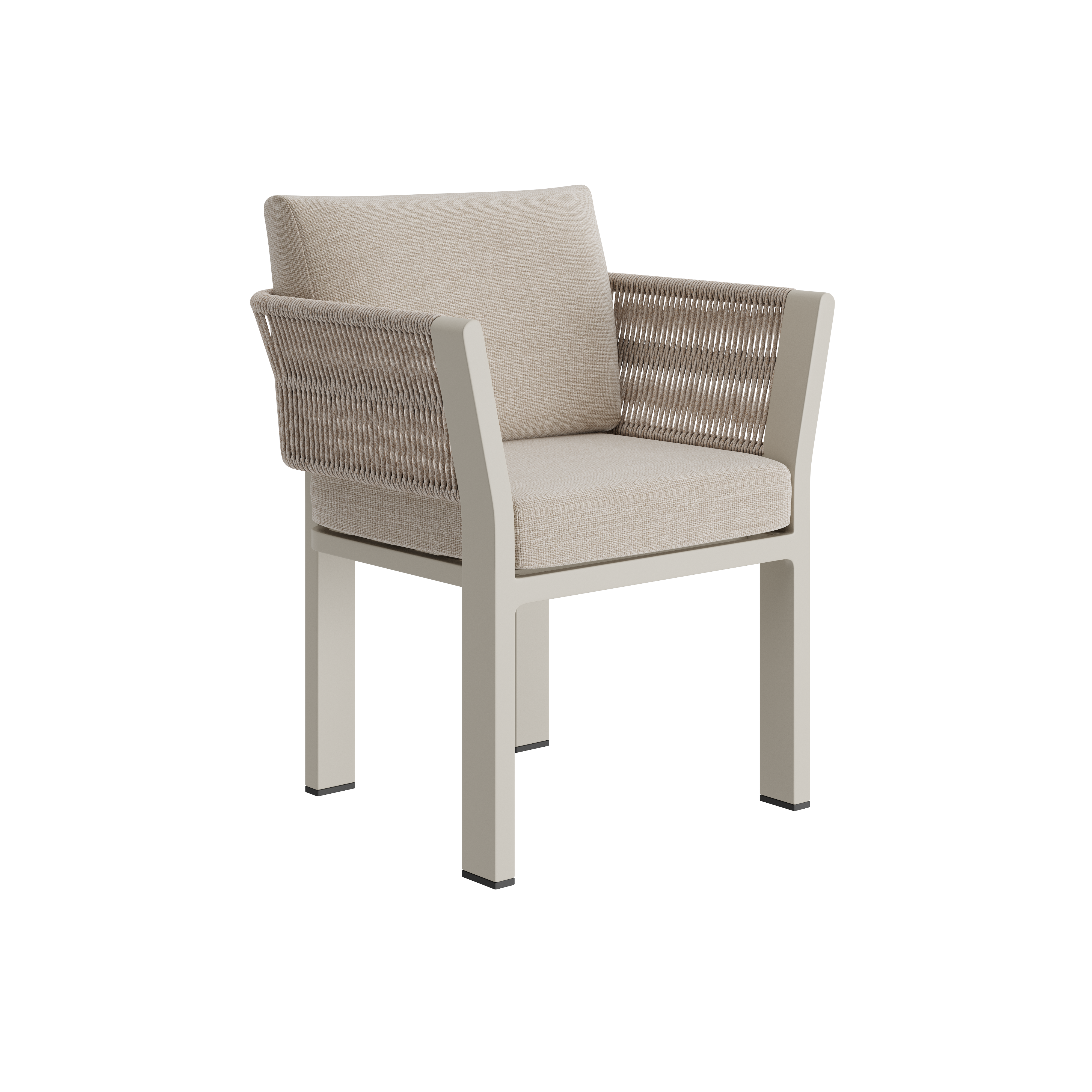 N7 Dining Chair Natural Weave Teak Wood Rope Detailing Aluminium