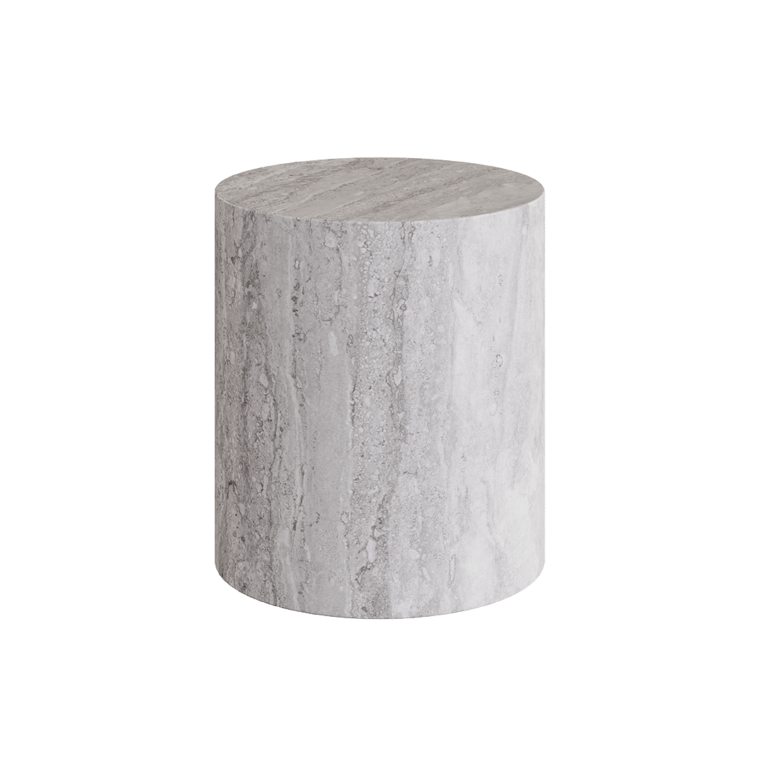 Porto Grey Travertine Side Table 40cm