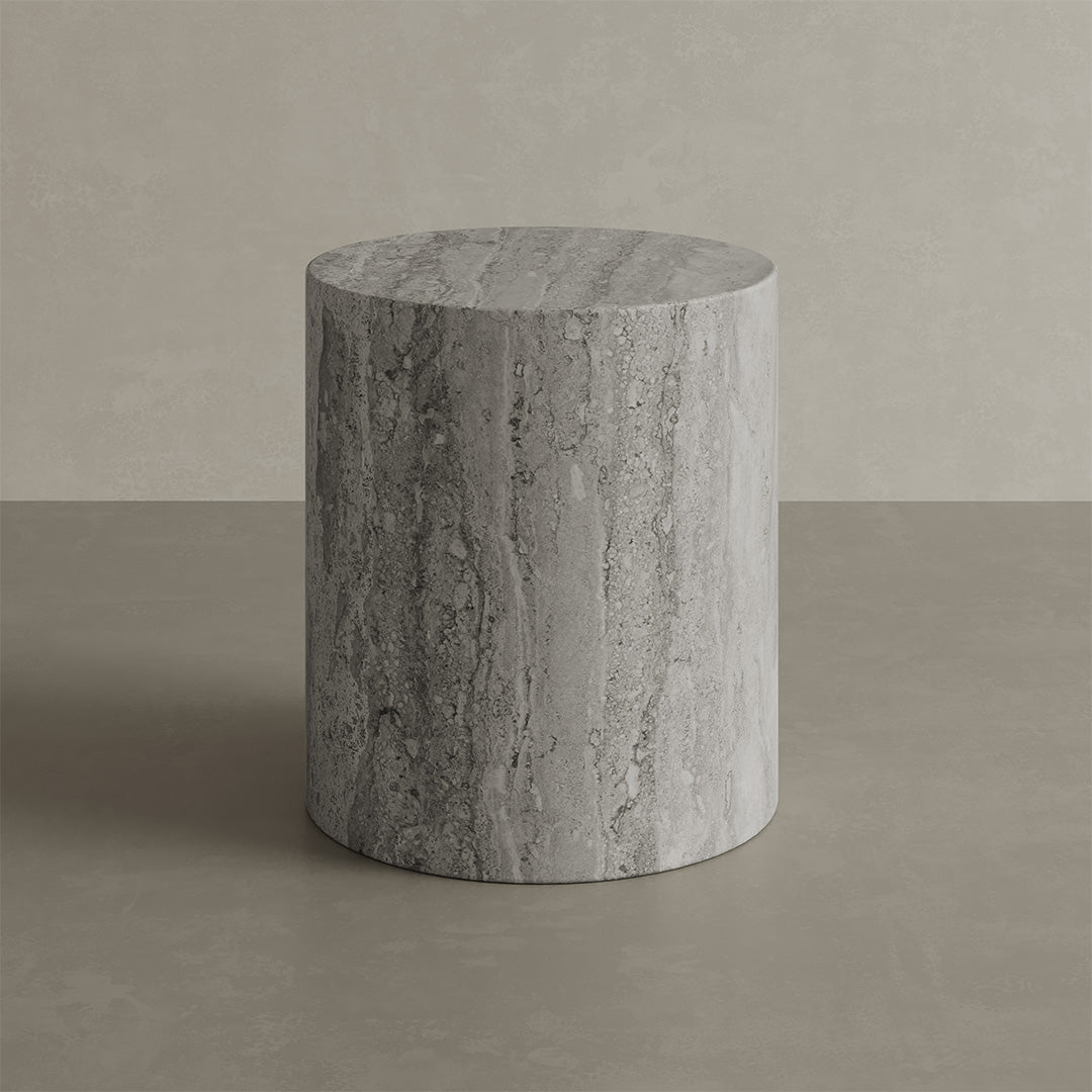 Porto Grey Travertine Side Table 40cm