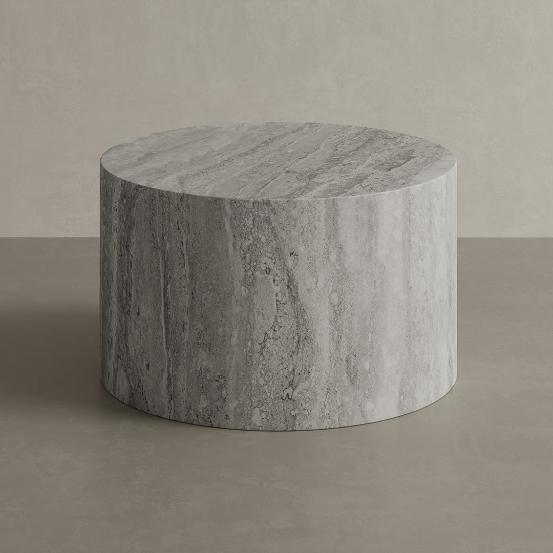 Porto 60cm grey travertine coffee table
