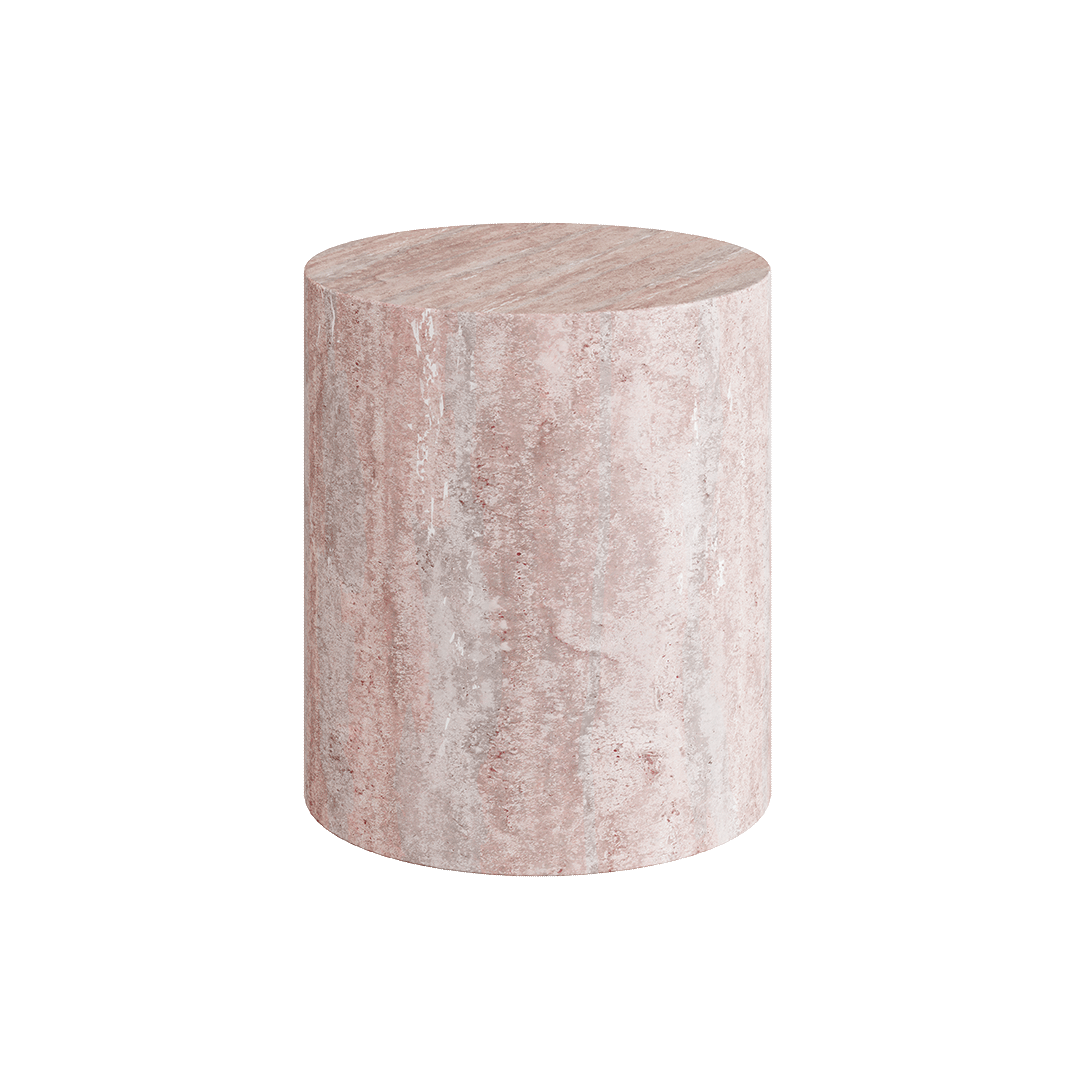 Porto Red Travertine Side Table 40cm