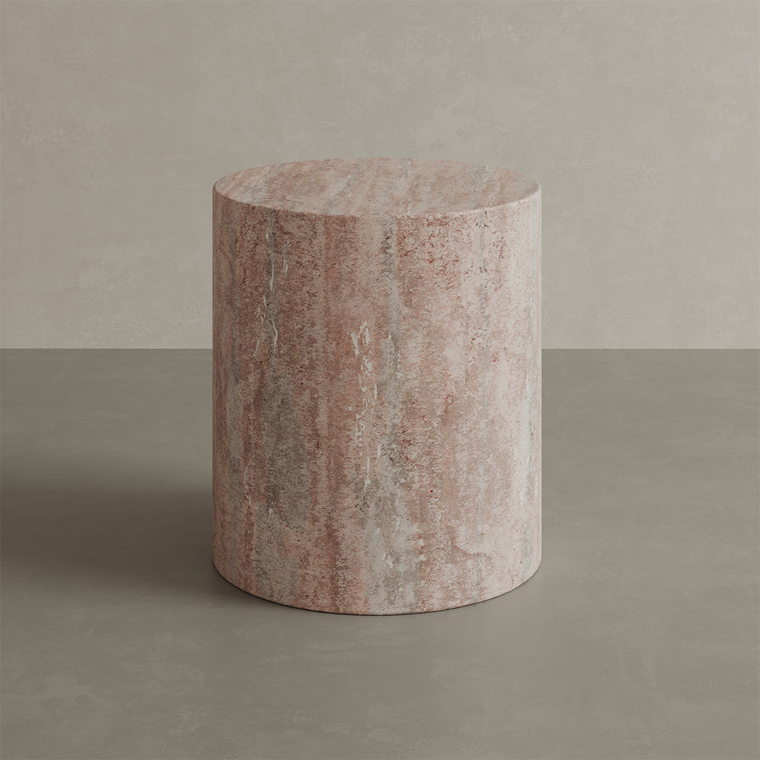 Porto Red Travertine Side Table 40cm