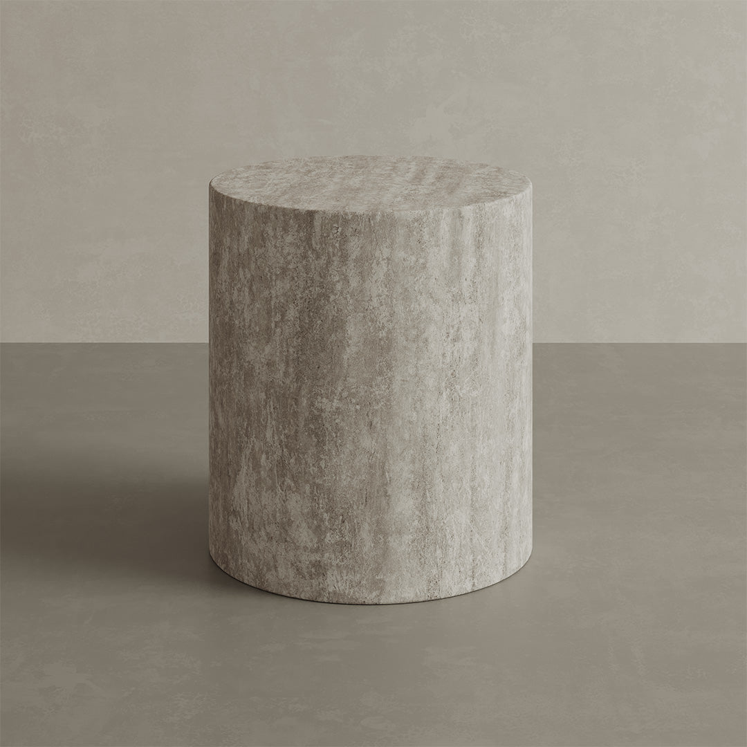 Porto White Travertine Side Table 40cm