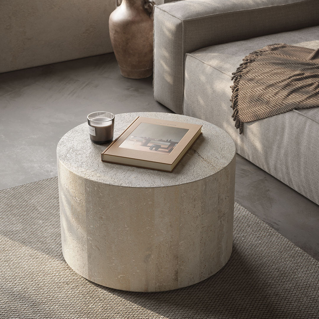 Porto White travertine coffee table 60cm