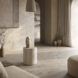 Porto White travertine side table 40cm