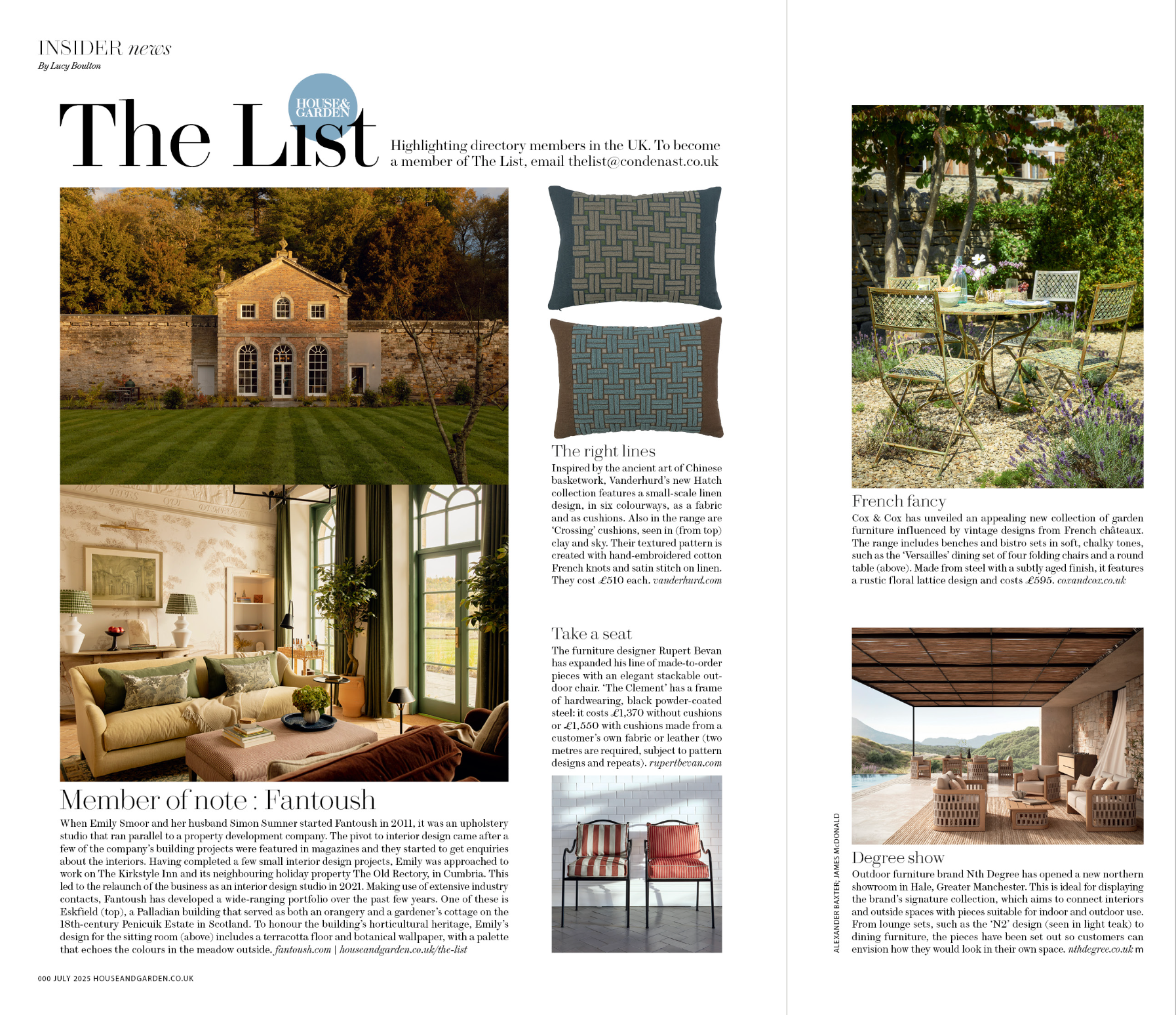HOUSE & GARDEN, INSIDER NEWS