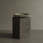 Caselle forest green marble bowl on pedestal