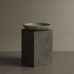 Caselle forest green marble bowl on pedestal