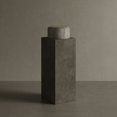 Caselle grey travertine jar on pedestal