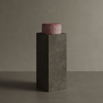 Caselle red travertine jar on pedestal