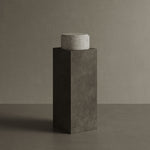 Caselle white travertine jar on pedestal
