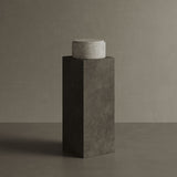 Caselle white travertine jar on pedestal
