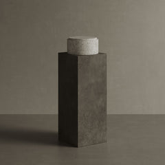 Caselle white travertine jar on pedestal