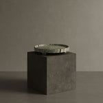 Caselle forest green marble tray on pedestal