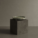 Caselle forest green marble tray on pedestal