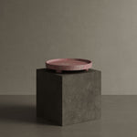 Caselle red travertine tray on pedestal