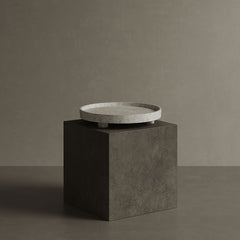 Caselle white travetine tray on pedestal