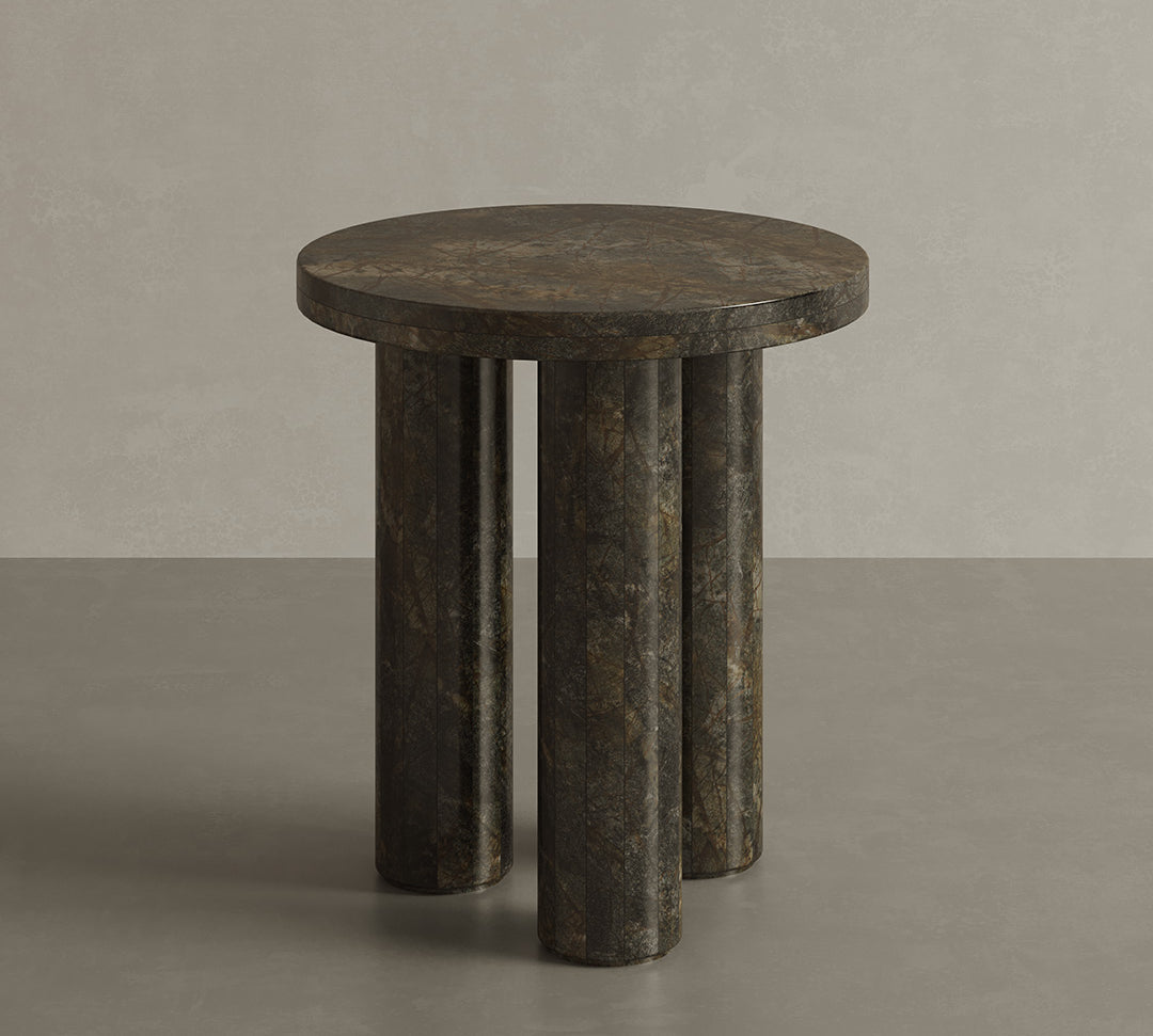 Casoli Forest Green Marble Side Table 45cm
