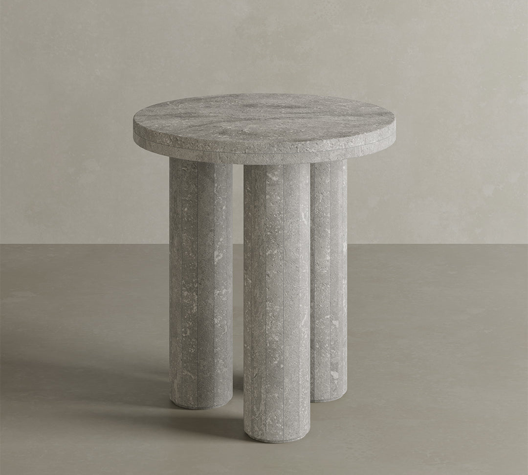 Casoli Grey Travertine Side Table 45cm