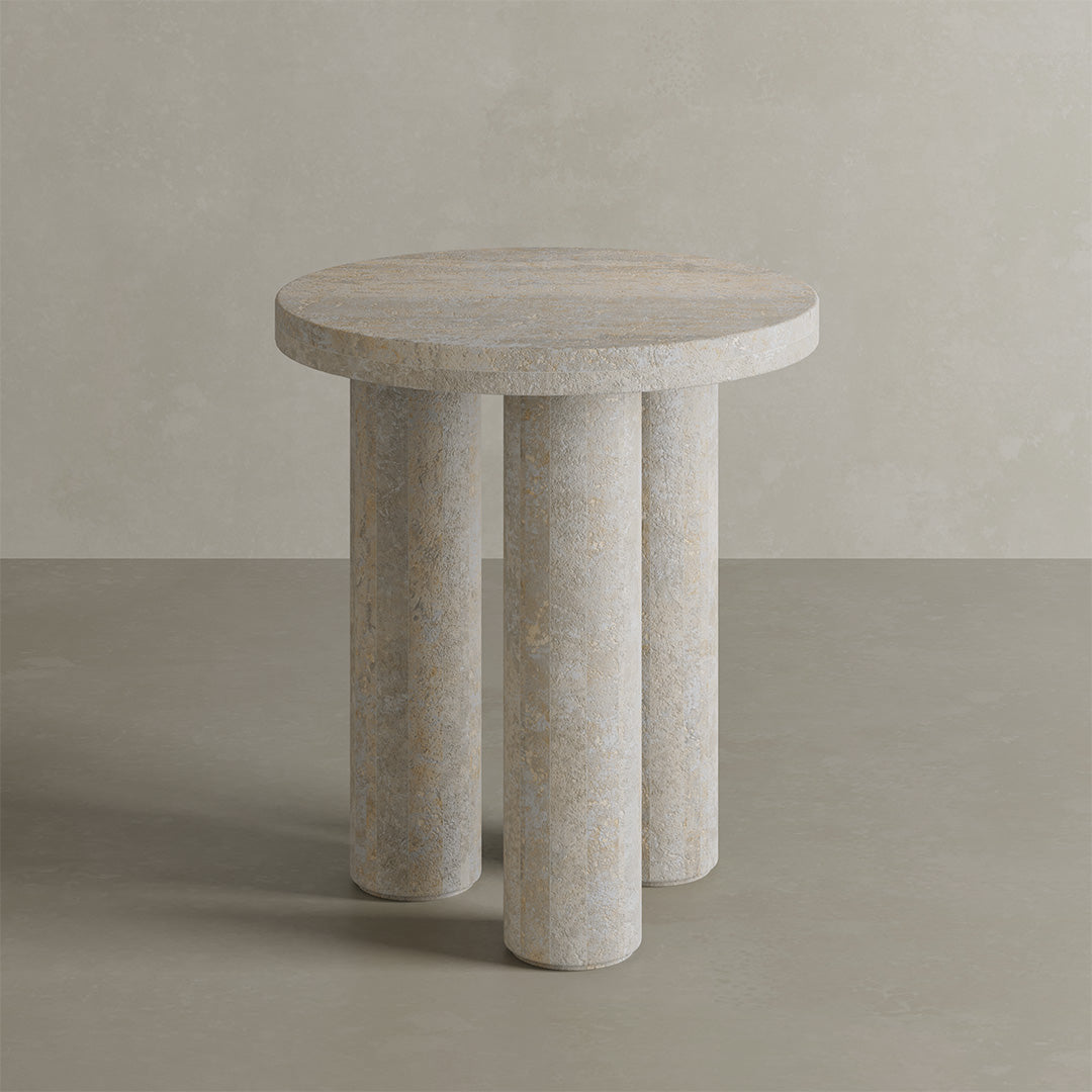 Casoli White Travertine Side table 45cm