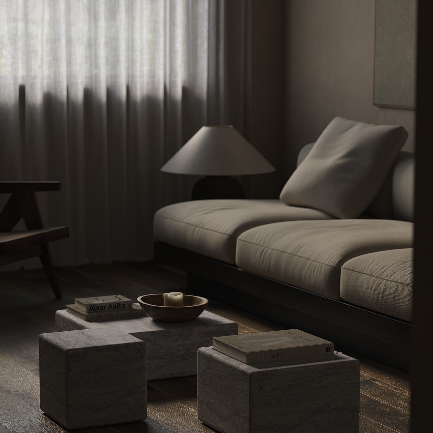Cerazo grey coffee tables in a set of 3 squares with different heights